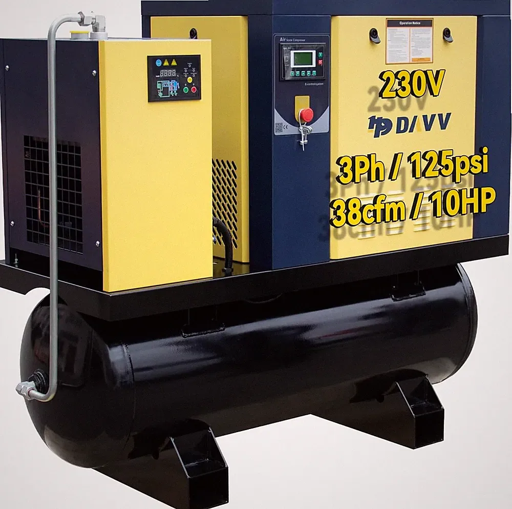 230V 3-Ph 10HP Rotary Screw Air Compressor with 80 Gallon Tank +Air Dryer 39cfm