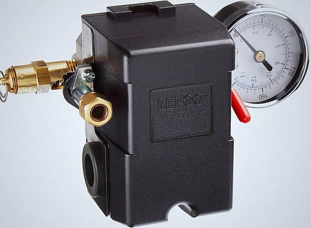 26 AMP H/D PRESSURE SWITCH AIR COMPRESSOR 145-175 4 PORT w/0-200 psi Gauge &...