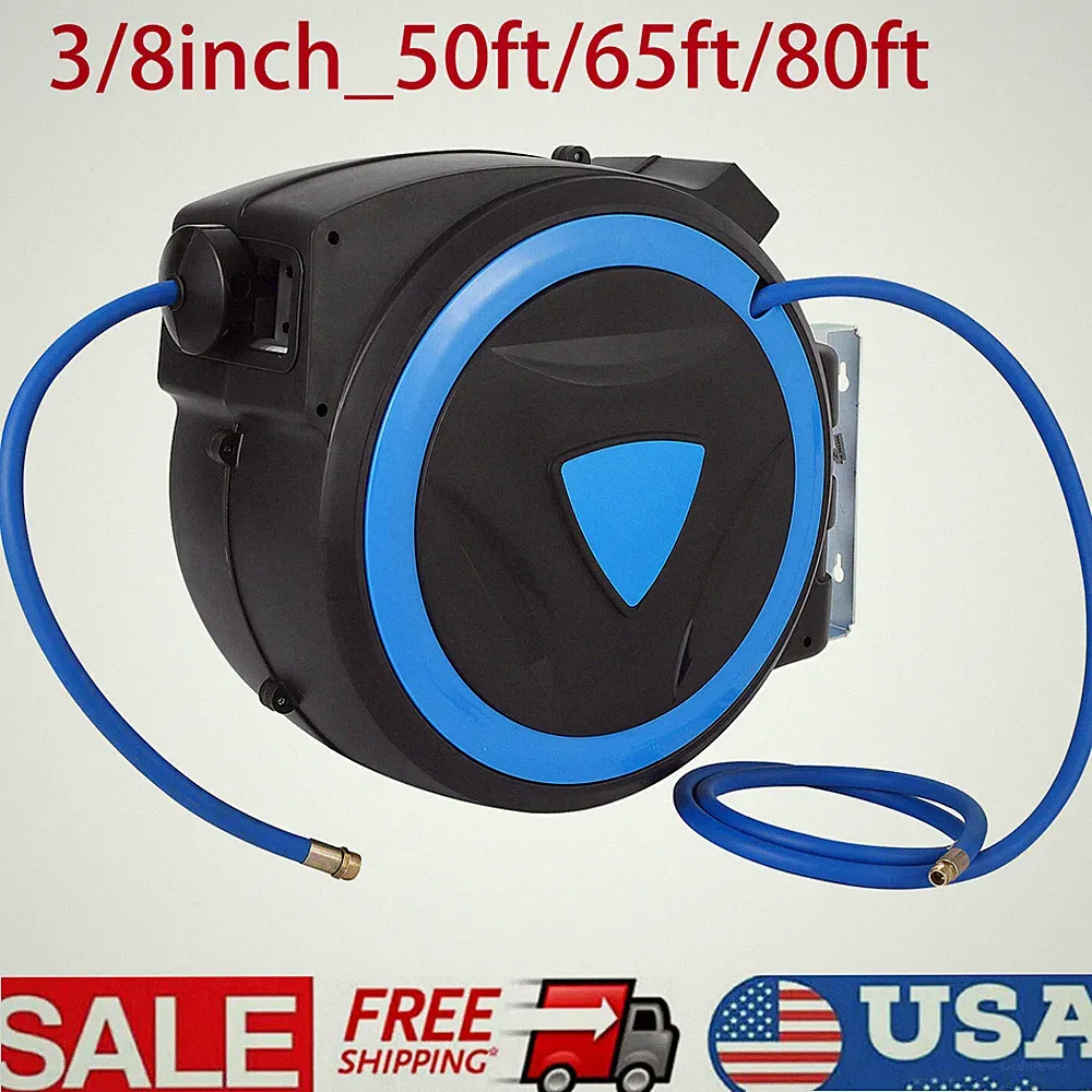 3/8inx50/65/80 Ft Hybrid Hose Air Compressor Hose Reel Retractable Air Hose Reel