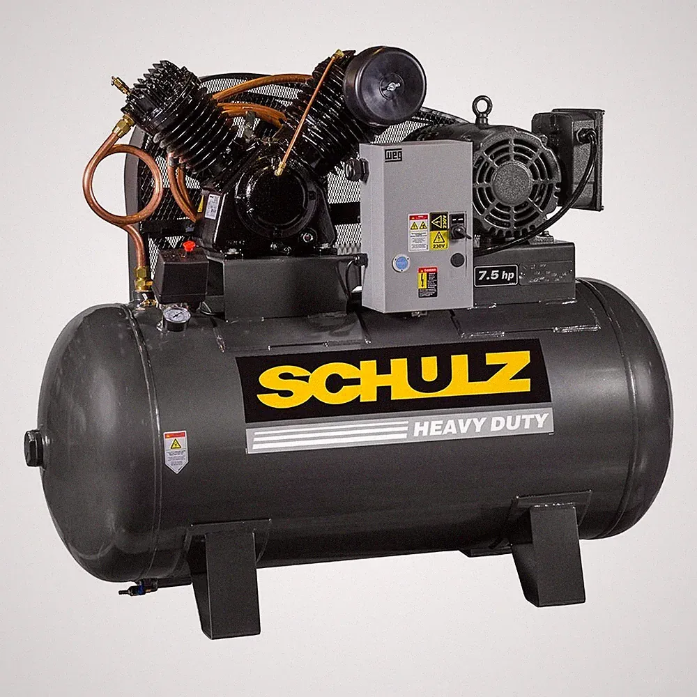 SCHULZ 7.5 HP Stationary Air Compressor – 80 Gallon Horizontal 1 PH
